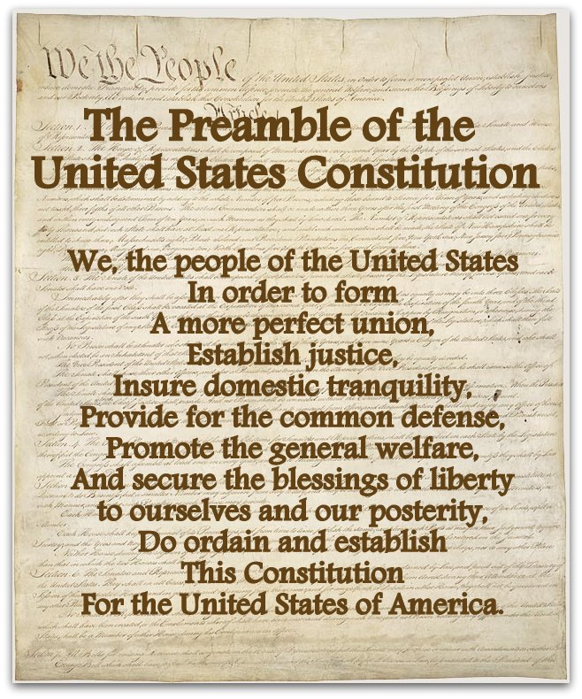 U S Constitution The Preamble We The People Dittoville